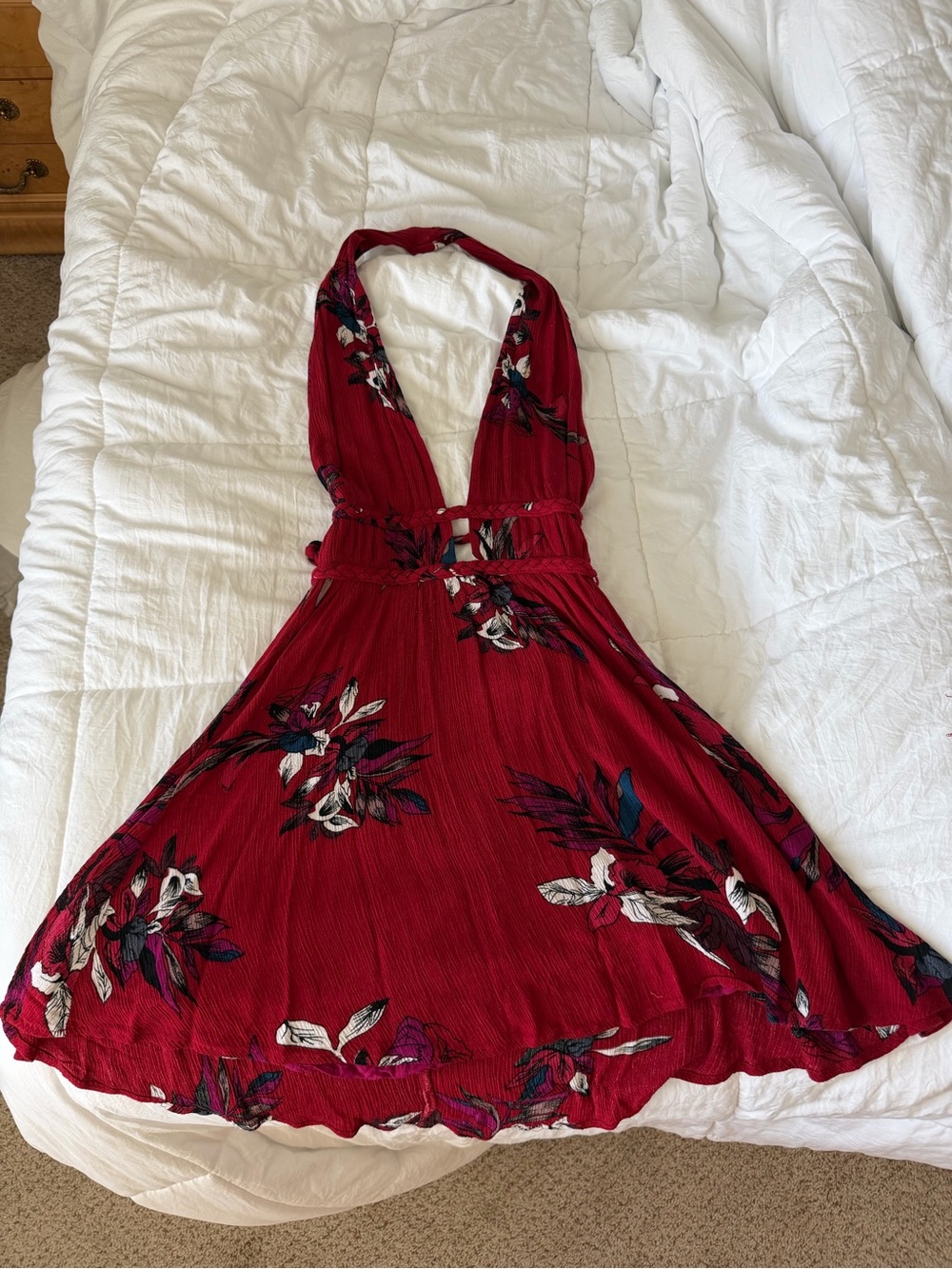 Boutique Brand Women’s Red Floral Halter Dress